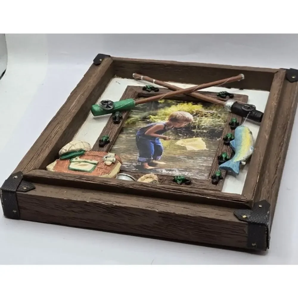 Fishing Gear Collectibles Wooden 3D Detailed Photo Frame The Heritage Mint NEW